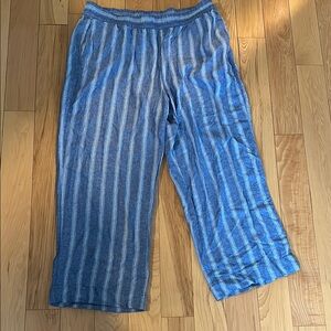 Blue Striped high rise Wide leg pants